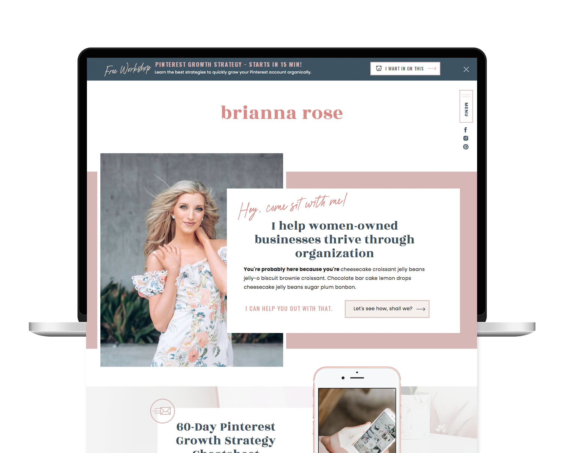 Brianna Rose Virtual Assistant Business Showit Website Template