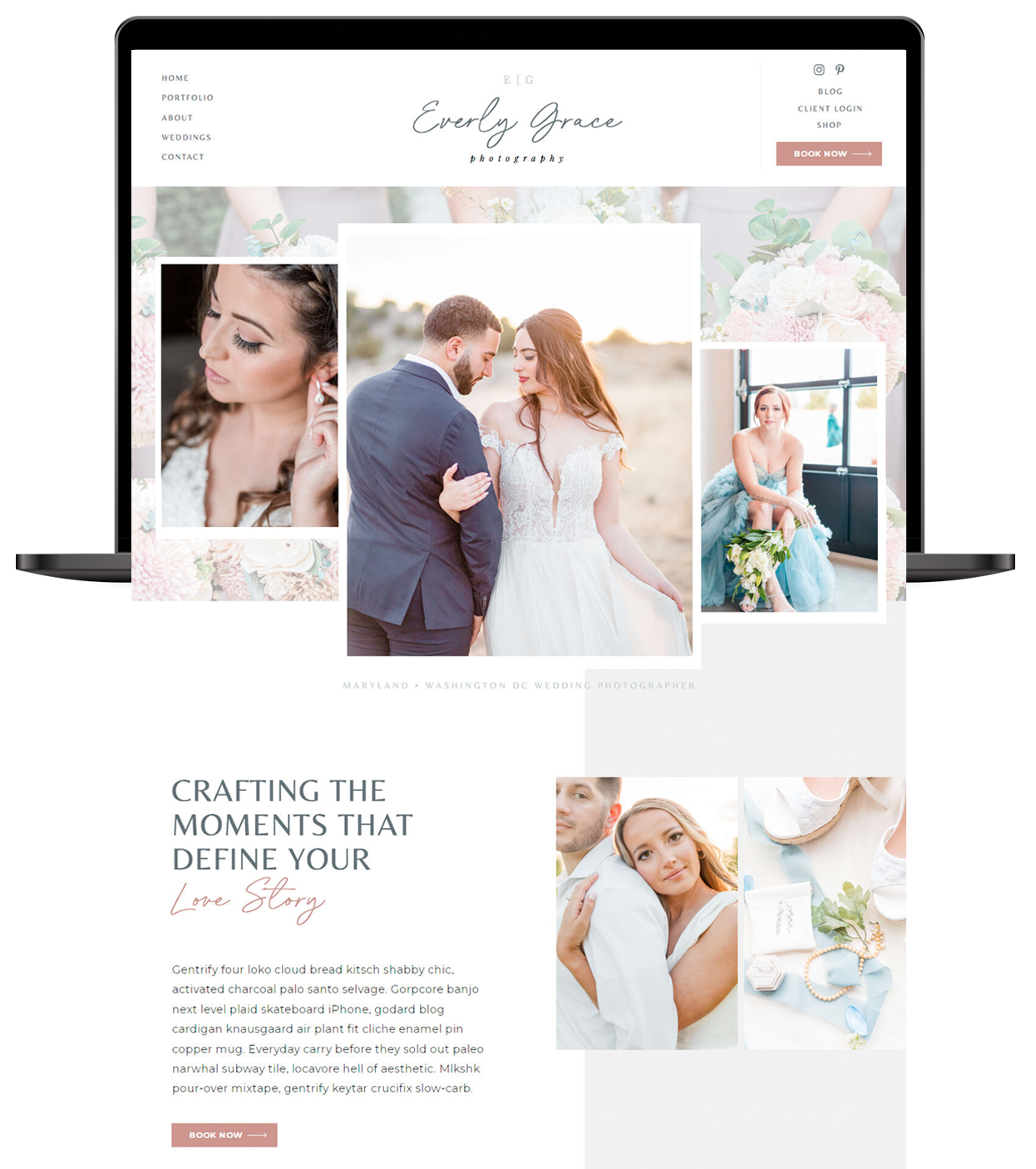 Everly Grace Showit website template for photographers